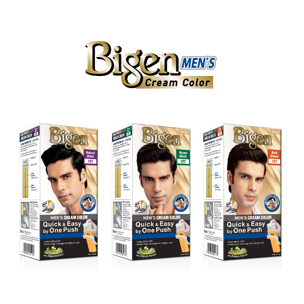 Bigen Men's Cream Color Easy Quick One Push บีเง็น เมนส์ ครีม คัลเลอร์ ยาย้อมผมใช้ง่ายด้วยหวี