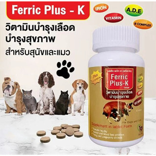 Ferric Plus K ชนิดเม็ด 40 เม็ด บำรุงเลือด วิตามิน อาหารเสริม สุนัข แมว Iron supplement dog cat