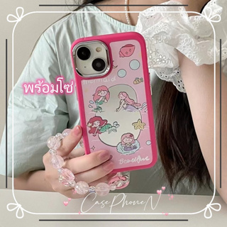 สไตล์ใหม่ เคสไอโฟน iphone 11 14 Pro Max แบบกระจก การ์ตูน สาว พร้อมโซ่  ป้องกันการตก เคส iphone 12 13 Pro Case for iPhone