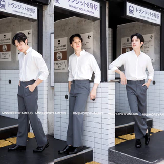 🍒MEN-BIGLEG🍒กางเกงขากระบอกใหญ่ผ้าไมโครมีจีบหน้า-งานป้าย-แฟชั่น