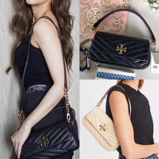 🎀 (สด-ผ่อน) กระเป๋าสีดำ สีขาว 9.5 นิ้ว 90456 / 85229 Tory burch Kira Chevron Small Flap Shoulder Bag