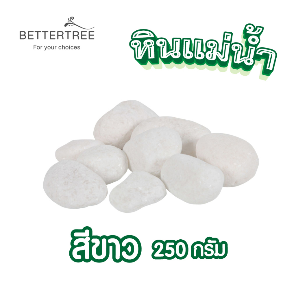 หินแม่น้ำสีขาว 250 กรัม หินกระบองเพชร หินใส่กระถางเล็กๆ หินแม่น้ำ