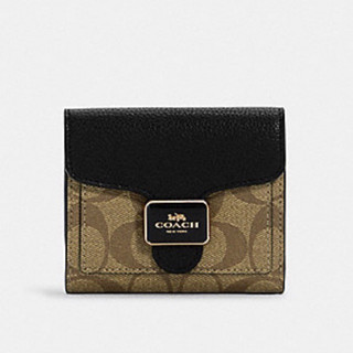 PEPPER WALLET IN SIGNATURE CANVAS (COACH C7805) GOLD/KHAKI BLACK MULTI