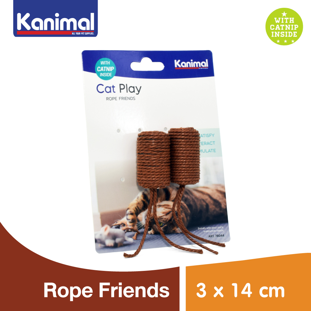 [78044] Kanimal Cat Toy ของเล่นแมว Rope Friends เชือกถักมีหาง เล่นสนุก สำหรับแมวทุกสายพันธุ์ ขนาด 14x3 ซม. (2 ชิ้น/แพ็ค)