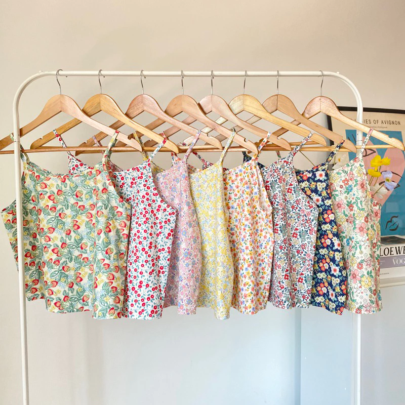 PYCK CLOTHING 🌼 ลายใหม่ ✨สายเดี่ยวผ้าคอตตอน ลายน่ารัก ผ้าดีใส่สบายมาก ไม่ร้อน