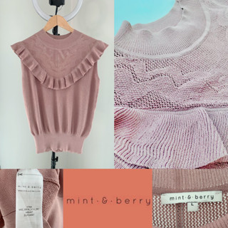 Mint &amp; Berry เสื้อถักระบายสีกะปิ สวยมาก ผ้าดีมาก มือสอง สภาพ99% 23/192