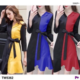 CS5362 เดรสทูโทนผูกโบว์ Two-tone bow tie dress