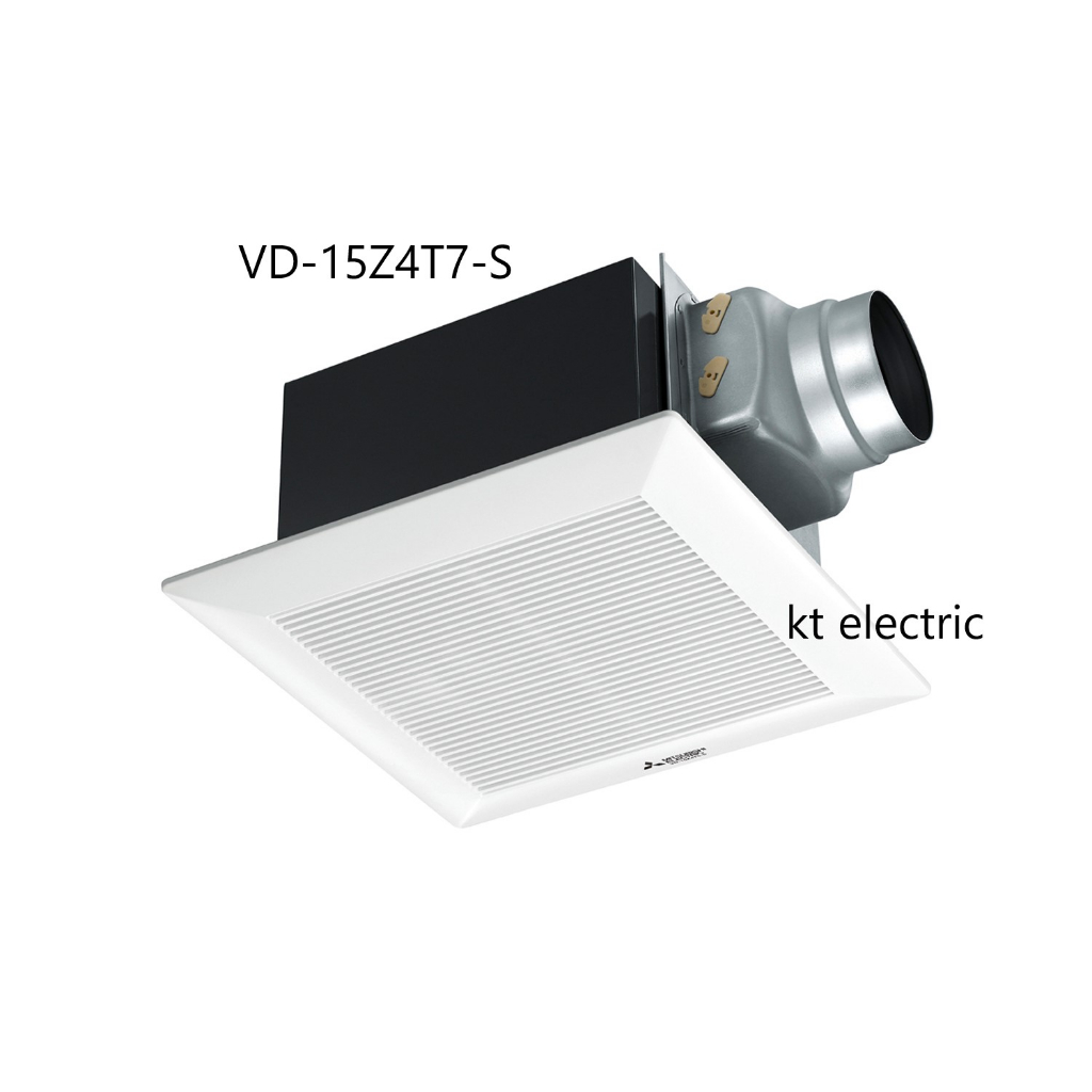 MITSUBISHI VD-15Z4T7-S พัดลมระบายอากาศ แบบต่อท่อฝังฝ้า ใบพัด 6 นิ้ว หน้ากากแบบบาง ลายขวาง ***ใช้ท่อต