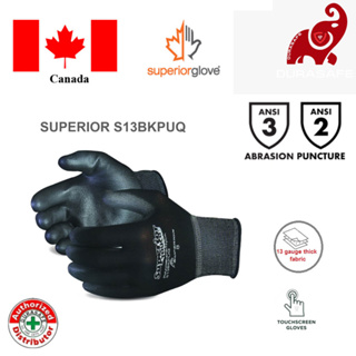 SUPERIOR S13BKPUQ Economy PU Palm Coated Knit Nylon Glove Black Size 8 – 10