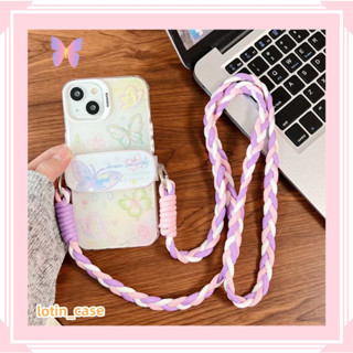 🎁ส่งของขวัญ🎁เคสไอโฟน สำหรับ 11 14 for iPhone Case 13 12 Pro Max แฟชั่น ผีเสื้อ ด้วยเชือกเส้นเล็ก ป้องกันการตก เคสโทรศัพท