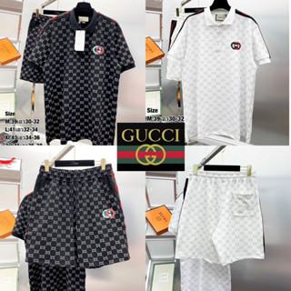 ชุดเซท Gucci 🏷️ เสื้อโปโล + กางเกงขาสั้น 🩳Hiend 1:1 cotton 💯