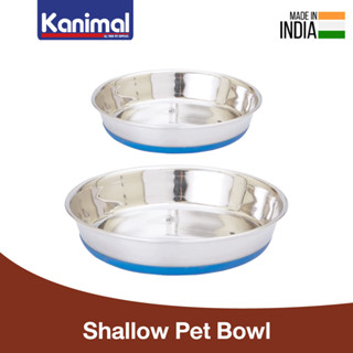 Kanimal Shallow Pet Bowl ชามอาหาร ชามน้ำ ชามสแตนเลส รุ่นตื้นหนาพิเศษ สำหรับสุนัขและแมว Size S / M (เลือกขนาด)