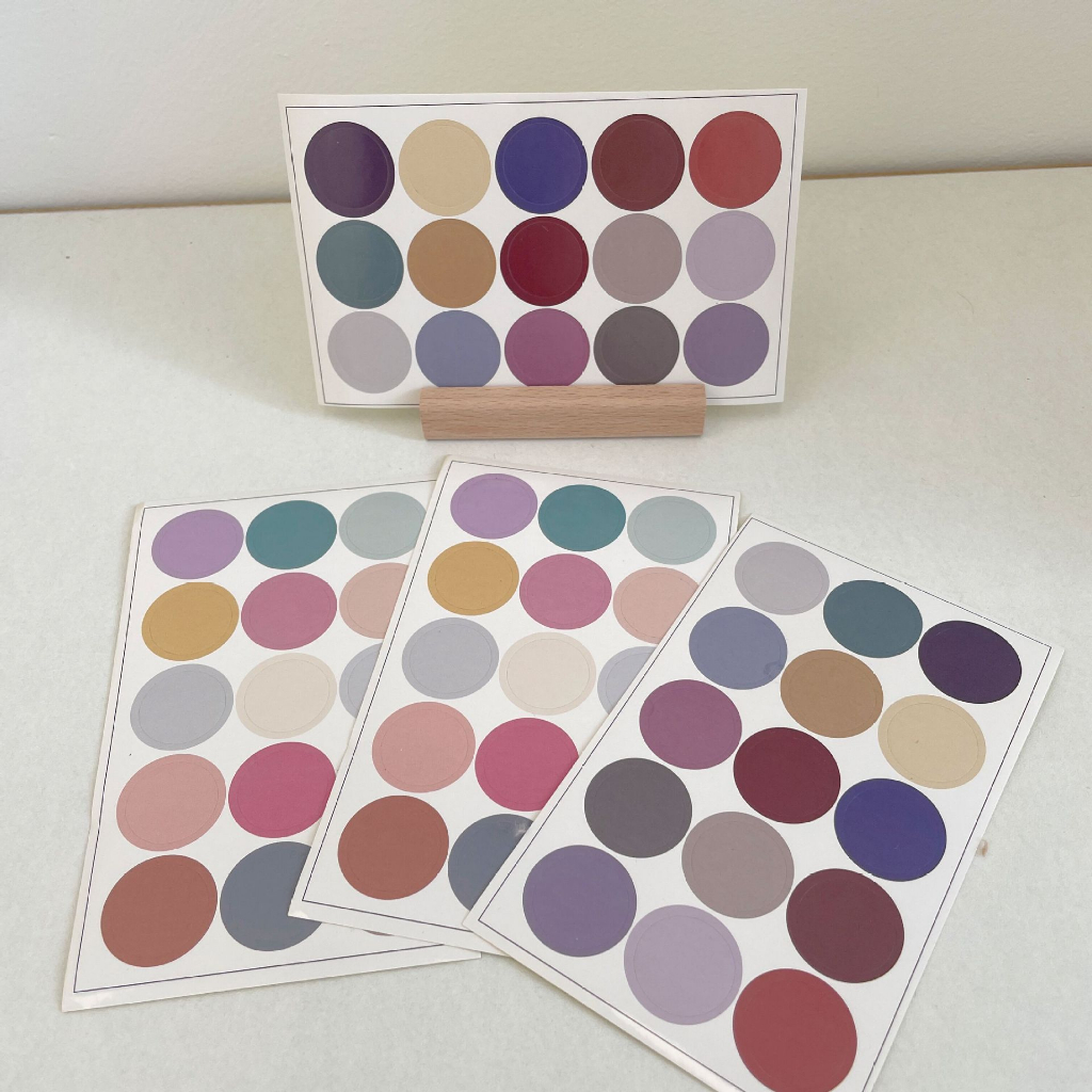 OurHome [พร้อมส่ง] insสติ๊กเกอร์จุดสี Color Dot Stickers สติกเกอร์ปิดผนึกสี Morandi สติกเกอร์การ์ดติดผนัง สติกเกอร์ DIY
