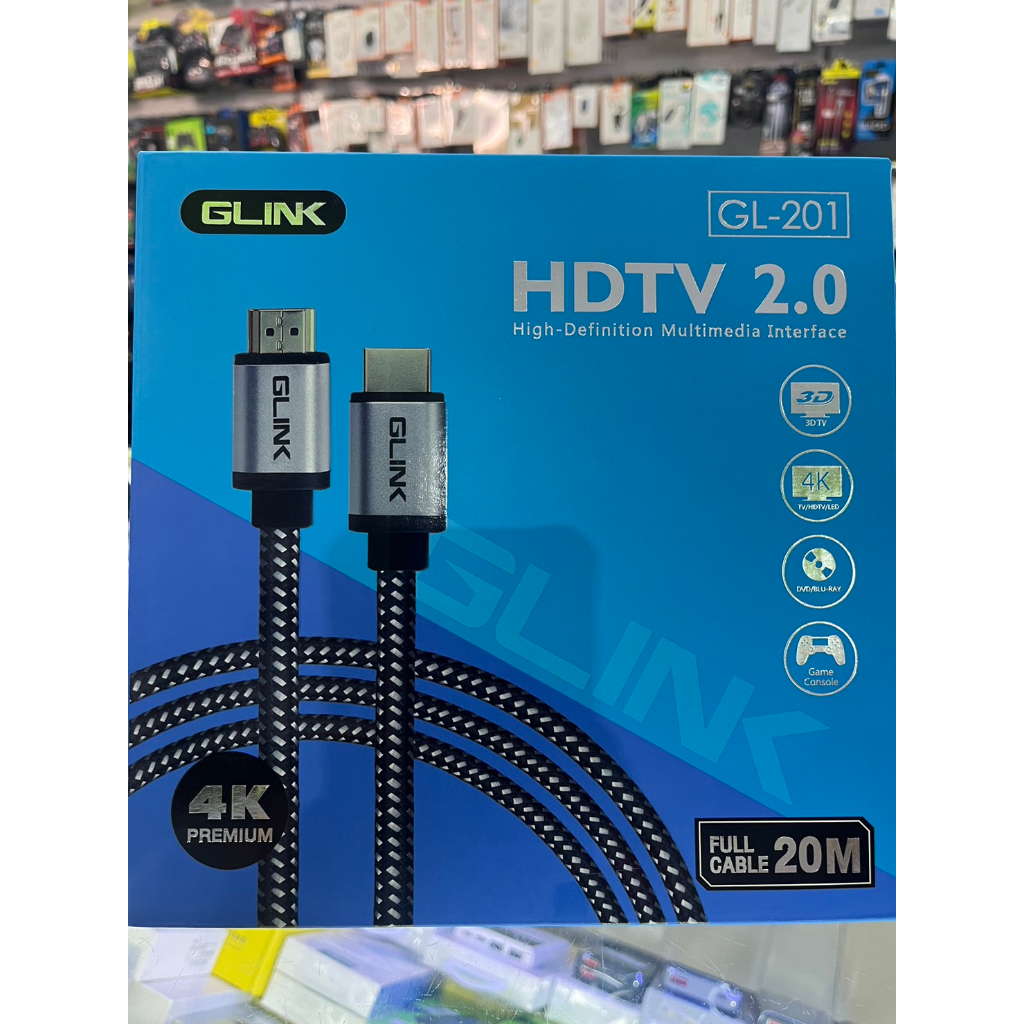 สาย HDMI 3D 4K (V.2.0) M/M สายถัก สายสัญญาณภาพ และเสียง GLINK GL-201 10M 20M