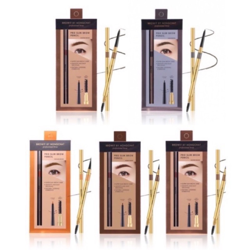 Browit By Nongchat Pro Slim Brow Pencil บราวอิท 6 มิติ ด้วย ดินสอเขียนคิ้ว น้องฉัตร 0.06 กรัม โปร สล