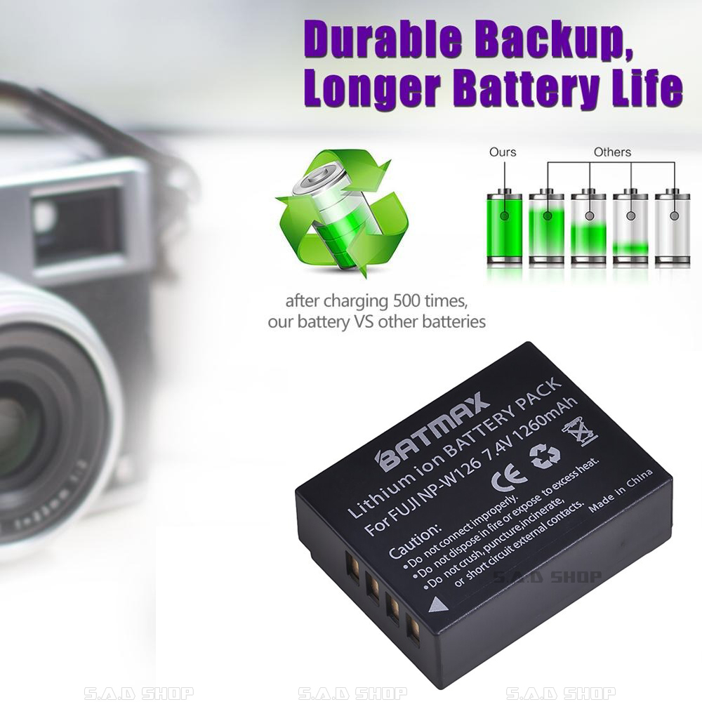 เเบตเตอรี่กล้อง เเท่นชาร์จเเบต Fuji NP-W126S NP-W126 Battery เเบตเตอรี่ กล้องfuji XA5 XA3 XA2 XA10