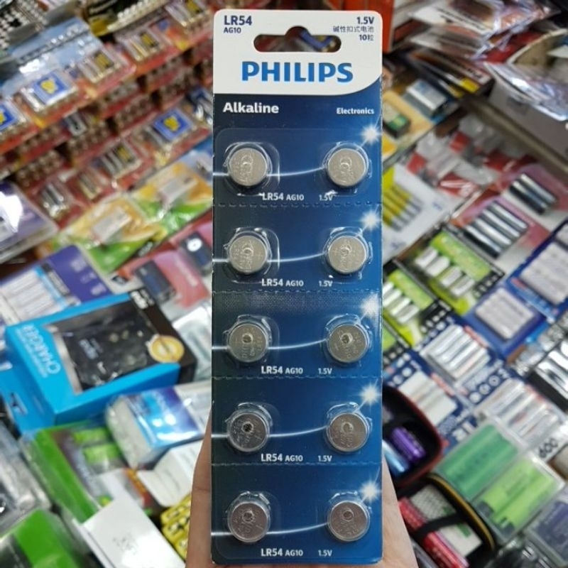 (10ก้อน) ถ่าน Philips LR1130, LR54, AG10 1.5V Alkaline Battery ของใหม่ ของแท้