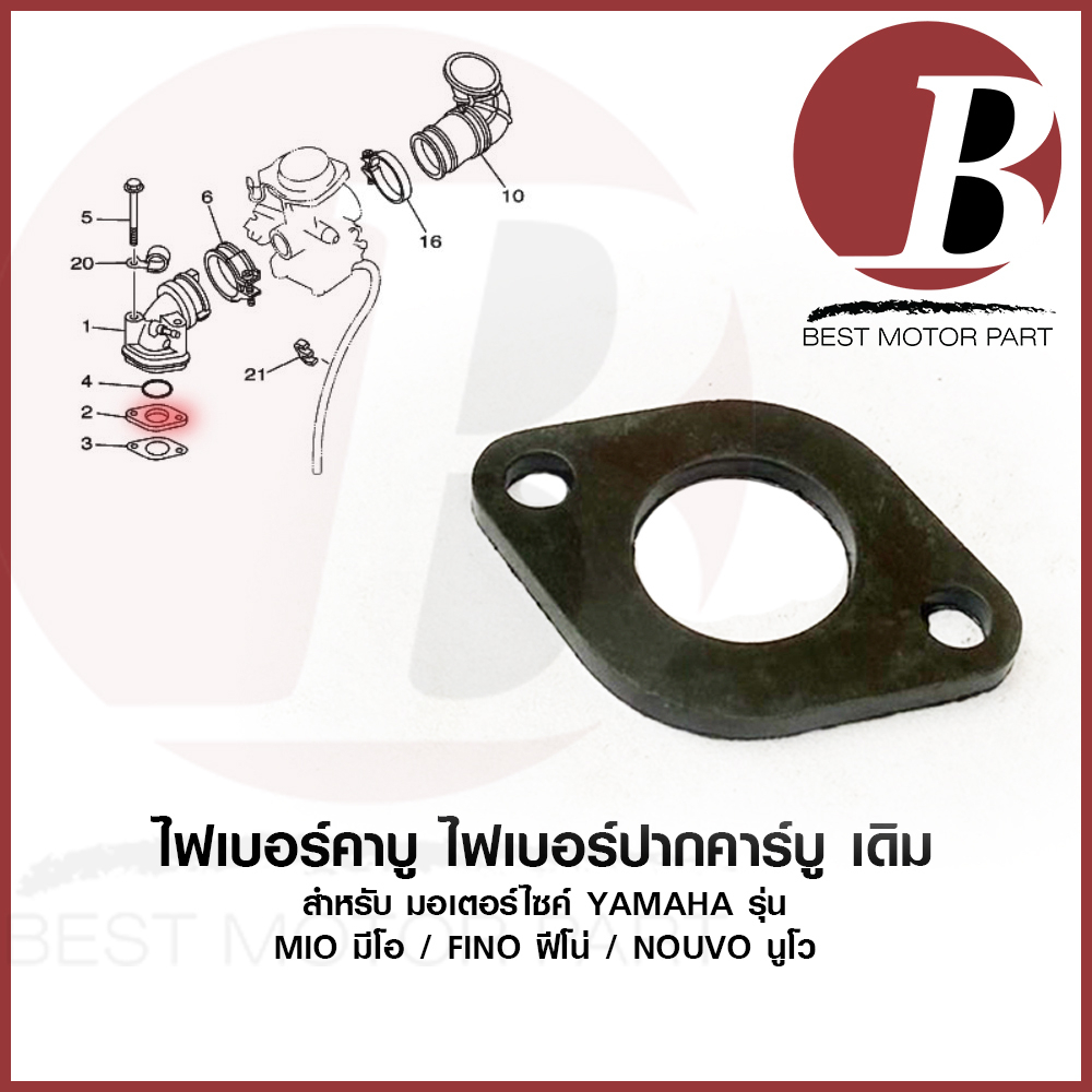 ไฟเบอร์ ไฟเบอร์คาร์บู ปากคาร์บู ไฟเบอร์คอหรีด เดิม สำหรับมอเตอร์ไซค์ YAMAHA รุ่น MIO มีโอ FINO ฟีโน่ NOUVO นูโว - MX