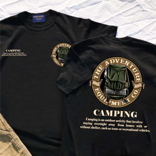 VINTAGE FACTORY เสื้อยืด Cotton100% THE ADVENTURE CAMPING - เทคนิคซิลค์สกรีน สีจมลงเนื้อผ้าติดทนนาน