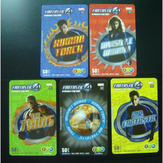 บัตรเติมเงิน ของสะสม หนัง Fantastic 4 Four วิคเตอร์ วอน ดูม คนพลังไฟ คนพลังกายสิทธิ์ คนพลังภูผาหิน สาวน้อยพลังล่องหน