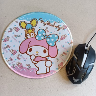 mousepad (mouse pad) แผ่นรองเม้าส์ ทรงกลม เส้นผ่าศูนย์กลาง 9 นิ้ว เนื้อหนา ลาย มายเมโลดี้ mymelody