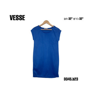 VESSE women dress เดรสผ้ายืดสีน้ำเงินผ้าดีไม่ต้องรีด อก 32 ยาว 32 D345.b23