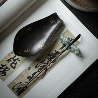Hand-point gold old iron tea spoon tea set accessories take teaspoon ornamental tea  wake up tea kung fu tea ceremony