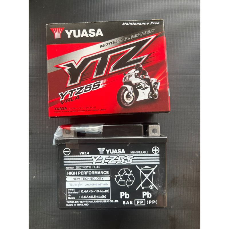 YUASA YTZ5S 12V 3.5Ah แบตเตอรี่มอเตอร์ไซค์ แบตเตอรี่แห้ง สำหรับ wave click110 scoopy zoomer x fino mio