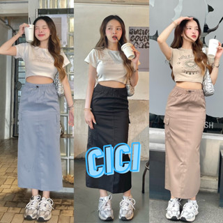 Cici(NO.NEW1135/2335)กระโปรงยาวผ้าร่มทรงเอ ทรงสวย ผ้าเบาใส่สบาย แมทช์ลุคปังๆได้หลายสไตล์