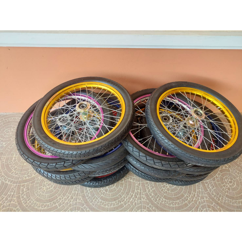 ล้อรถเข็น 17 นิ้ว ขอบอลูมิเนียมคละสี (รุ่นล้อยางมือสองสภาพดี) พร้อมแกนเพลาข้ออ้อย (สามารถเลือกขนาดความยาวแกนเพลาได้)+ - รูปที่ 6