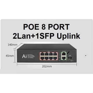 POE 8 Port Uplink 2Lan/1000 1 SFP 1.25G มาตรฐาน AF/AT 120W