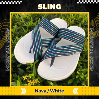 💥ลด50% Fitflop Sling Weave : Navy/White (แท้ล้าน%)