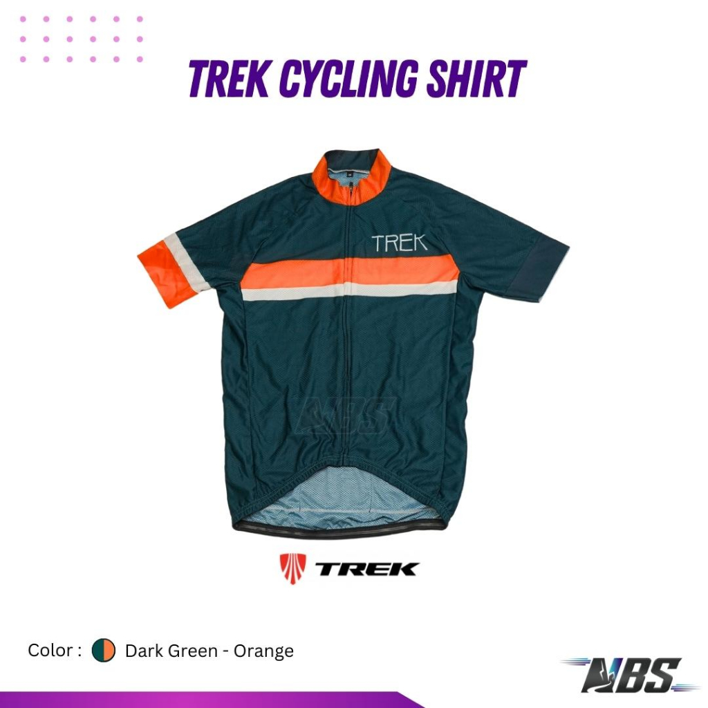 เสื้อปั่นจักรยาน TREK Cycling Shirt, Dark Green - Orange