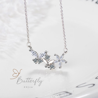 สร้อยคอ Flower Butterfly Charm Necklace เครื่องประดับ แฟชั่น