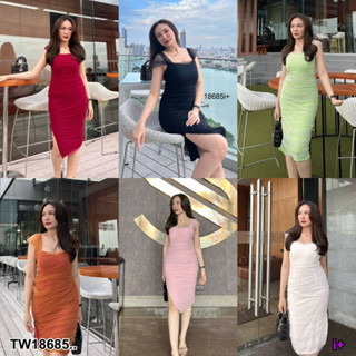 TT18685 เดรสรัดรูปตามสัดส่วน แต่งมุ้งย่นทั้งตัว .Proportional tight dress wrinkled nets all over the body..