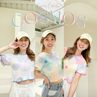 💖 Cosmos Top 🩵คร๊อปผ้าพลีทลายดอกไม้สุดคิวท์ (289.-)