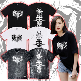 BEHIND เสื้อยืด “ DEAL WITH THE DEMON “  แขนสั้น แนวสตรีท Oversize เสื้อยืดชาย หญิง