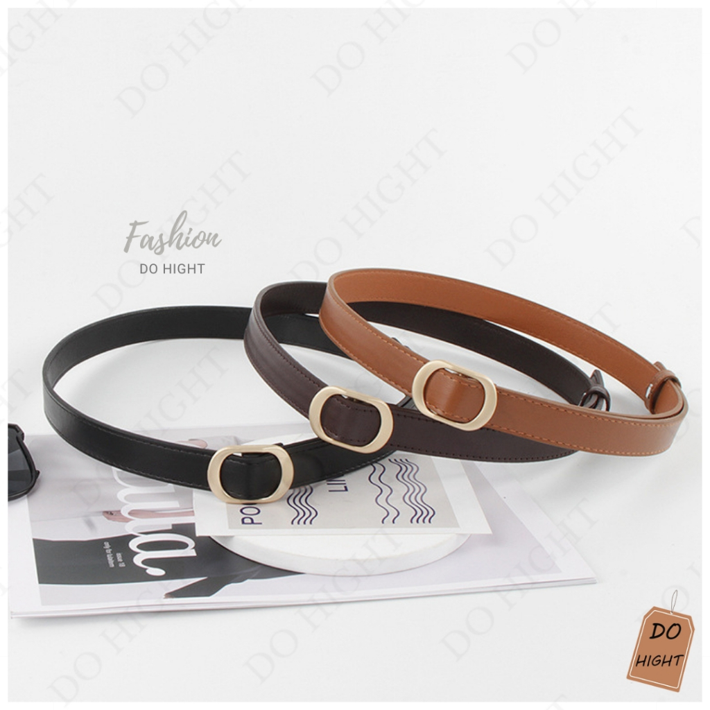 พร้อมส่ง⚡ มีเก็บเงินปลายทาง💸 เข็มขัดแฟชั่น มินิมอล ความยาว 100 ซม. เอว 24-35 นิ้ว หนังPU สไตล์เกาหลี มี3สี : Do hight - รูปที่ 2