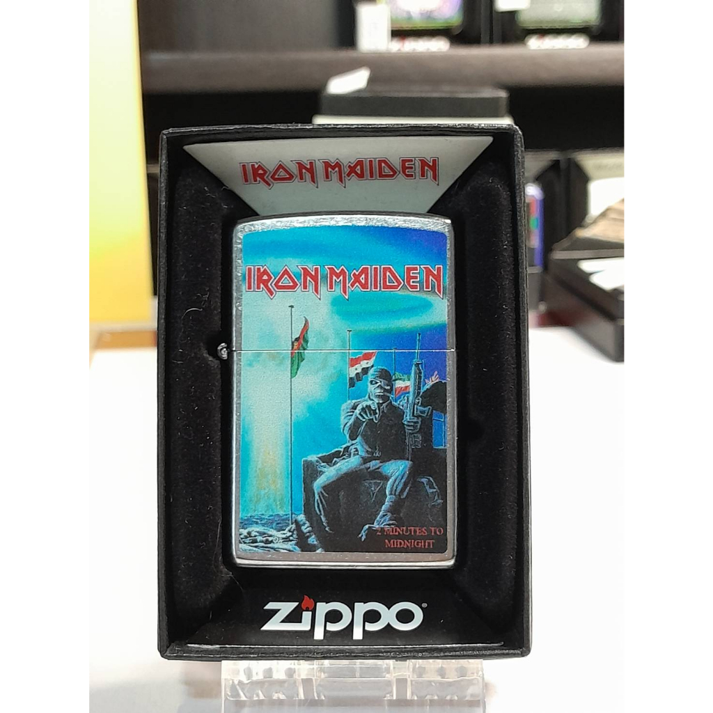 ZIPPO 207 IRON MAIDEN  2MINUTES TO MIDNIGHT STREET CHROME COLOR IMAGE   สีเงินผิวโครเมี่ยมลายแบบสกรี