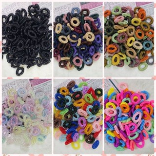 R...หนังยางมัดผมเส้นเกลียวคละสี 100เส้น
