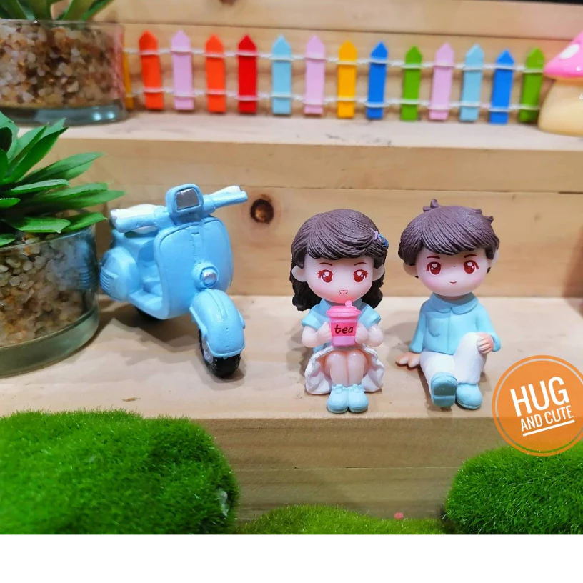 โมเดลรถเวสป้าสีฟ้า สำหรับตกแต่งบ้านและสวน thumbnail 8