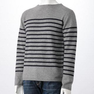 เสื้อไหมพรมผู้ชาย เสื้อไหมพรมญี่ปุ่น MUJI panel border boat neck pullover #19981336324