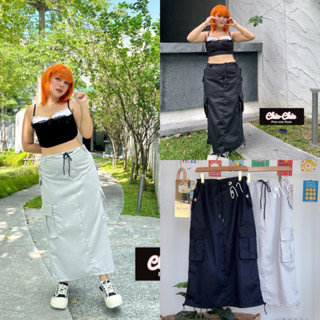 Cargo Skirt 🥨🧸🍪กระโปรงยาวคาร์โก้ รูดเอว รูดข้างได้เอง