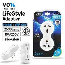 (VAP-130) ADAPTER (อะแดปเตอร์ขากลม) VOX 1 สวิตช์ 3 ช่องเสียบ 2500W 250V ผลิตด้วยวัสดุไม่ลามไฟ (3Y)