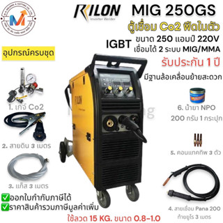 ตู้เชื่อม CO2 RILON MIG 250GS 220V. เครื่องเชื่อมซีโอทู ขนาด250แอมป์ ระบบ IGBT ช้ลวด 15KG.ขนาด 0.8-1.0