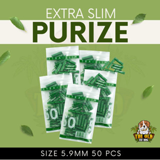 (50 ชิ้น) ก้นกรอง Purize Extra Slim 5.9mm. ก้นกรองชาโคล ก้นกรองคาร์บอน สีเขียว