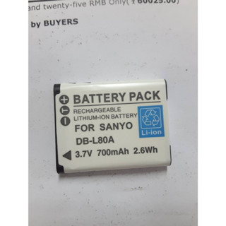 แบตกล้อง Sanyo Digital Camera Battery รุ่น DB-L80 for Xacti DMX-CG11, VPC-CG10, VPC-CG102, VPC-CG20,VPC-CS1, VPC-GH2...