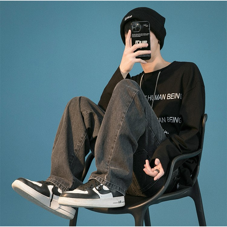 กางเกงยีนส์ ยีนส์กระบอกตรง ยีนส์ฟอก แนวสตรีทแฟชั่น Street fashion รุ่น Classic Black ราคา ถูกที่สุด ดีลบีเคเค แกลเลอรีภาพที่ 5