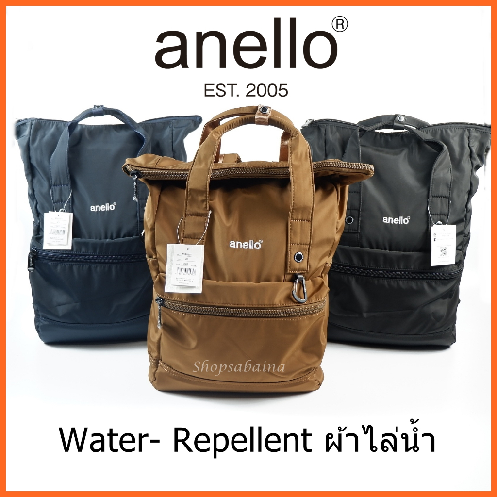 Anello แท้ 100% Roll Top Backpack Urban Street Nylon Rucksack กระเป๋าเป้สะพายหลัง ผ้าไนล่อน กระเป๋ากันน้ำ