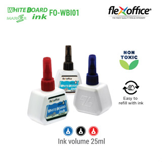 FlexOffice FO-WBI01 หมึกเติมปากกาไวท์บอร์ด 25 ml. หมึกน้ำเงิน / ดำ / แดง ไร้สารเคมีที่เป็นอันตราย WhiteBoard Ink